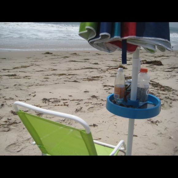 NWT Detachable Umbrella Pole Shelf Green Condiment Holder Patio Beach BBQ NEW - Picture 3 of 11